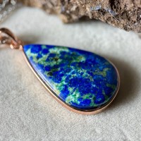 Azurite Chrysocolla Pendant s925 plated gold,DIY Necklace Azurite Chrysocolla Pendant s925 plated gold,DIY Necklace