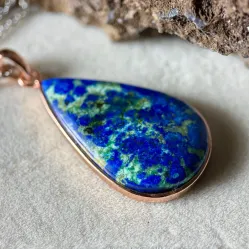 Azurite Chrysocolla Pendant s925 plated gold,DIY Necklace Azurite Chrysocolla Pendant s925 plated gold,DIY Necklace