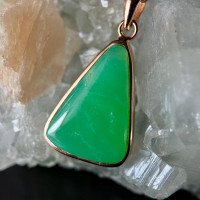 Gold-Plated Chrysoprase Pendant Necklace: Dainty Green Gemstone Jewelry