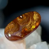 Mexican Fire Agate Gemstone(20.4mm* 10.8mm9ct) | Natural Crystal with Fiery Red-Orange Flash