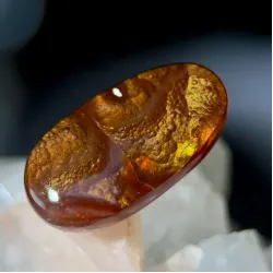 Mexican Fire Agate Gemstone(20.4mm* 10.8mm9ct) | Natural Crystal with Fiery Red-Orange Flash Mexican Fire Agate Gemstone(20.4mm* 10.8mm9ct) | Natural Crystal with Fiery Red-Orange Flash