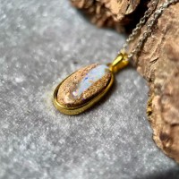 Mexican Matrix Opal Gold Plated Sterling Silver Pendant – Natural Opal Gemstone Necklace Mexican Matrix Opal Gold Plated Sterling Silver Pendant – Natural Opal Gemstone Necklace