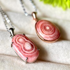 Rhodochrosite Stalactite Necklace: Gold Plated 925 Sterling Silver Pendant