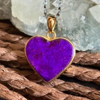 Sugilite Pendant Necklace: 925 Silver Gold Plated, Rare Purple Gemstone Sugilite Pendant Necklace: 925 Silver Gold Plated, Rare Purple Gemstone