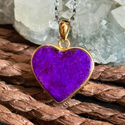 Sugilite Pendant Necklace: 925 Silver Gold Plated, Rare Purple Gemstone Sugilite Pendant Necklace: 925 Silver Gold Plated, Rare Purple Gemstone